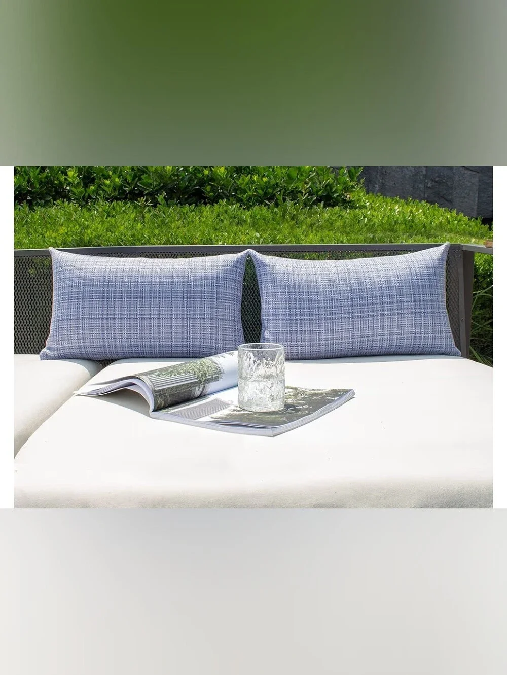 Blue Patterned Outdoor Lumbar Pillow Cover Set Of 2 Lumbar 20x12